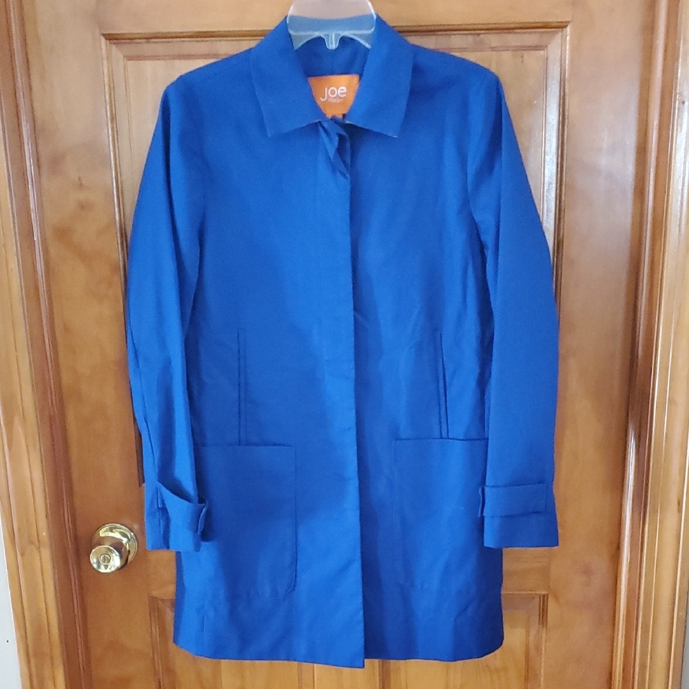 Joe Fresh Blue and Orange Trench Coat Classic Mid-Length Sz SP